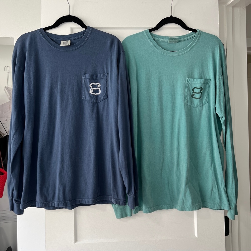 Sugarloaf Men’s Golf Brand Comfort Colors Blue & Teal Long Sleeve Tee Large